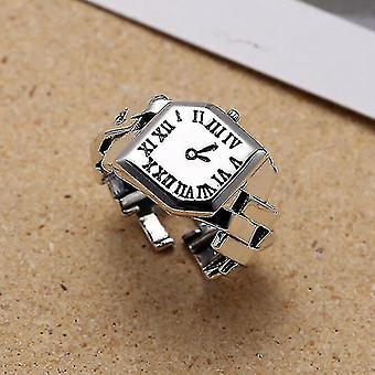 Diseño coreano chapado en plata creativa anillo de cadena anillo mujer retro personalidad romana números romanos abierto anillo ajustable joyería
