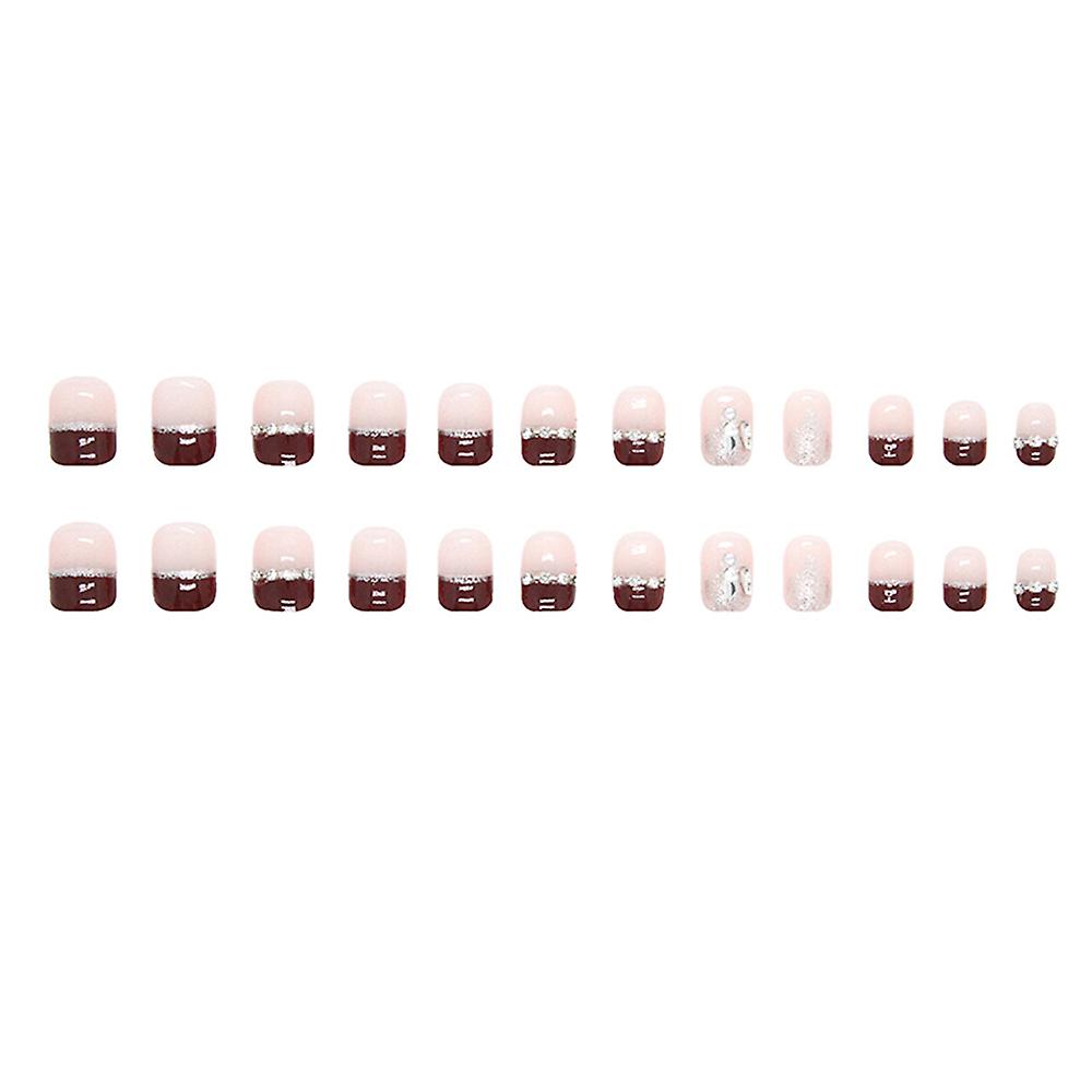 Rum Red Artificial Nails Simple Style Red Removable Nail With Glue