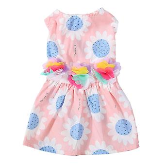 Dog Dress Soft Breathable Cute Fashionable Puppy Summer Dress with Flower Decor for Daily Party Photography Pink XS