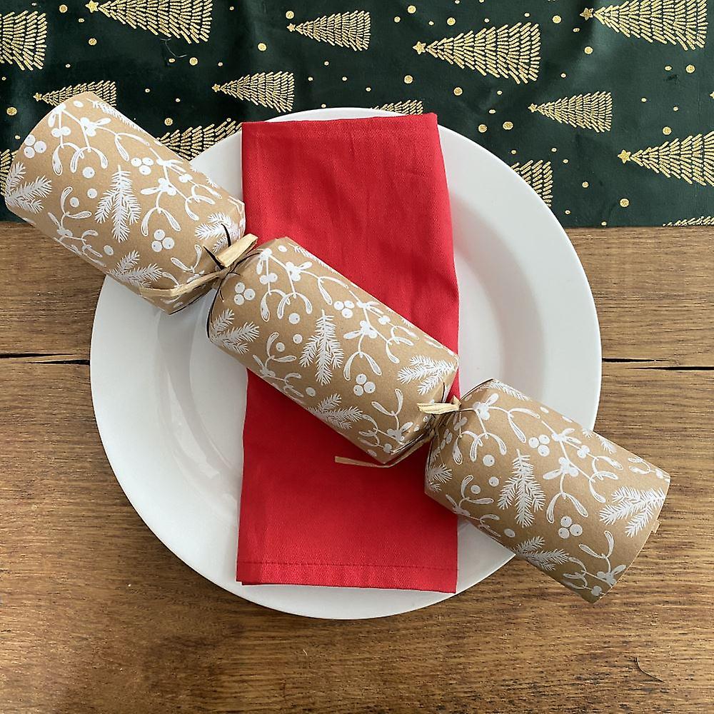 Deluxe Mistletoe Christmas Crackers | Rustic Table Decoration Eco-Friendly x 6