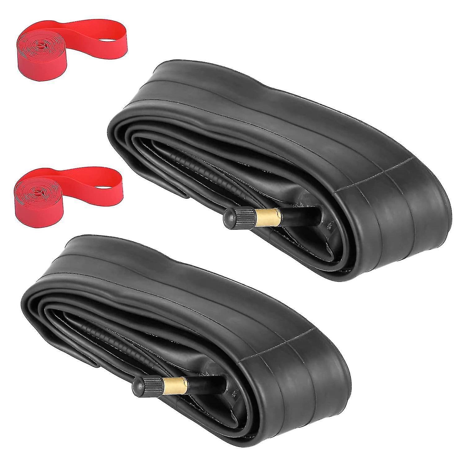 2pack 700x35-43c أنبوب داخلي للدراجة مع 2 حافة قطاع صمام أنبوب إطارات الدراجة المطاطية لدراجة الطريق 700c