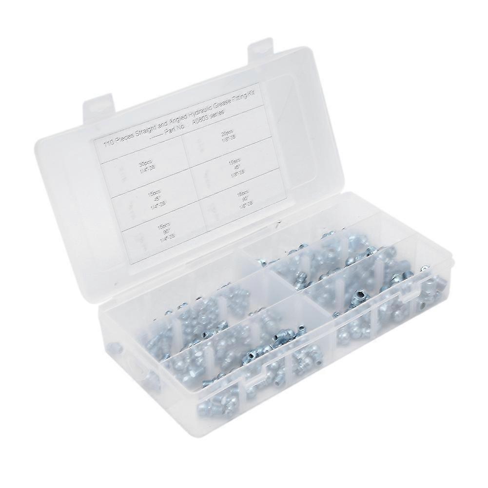 110Pcs 45° 1/8in-28 Grease Nipple Tip Nozzle Fitting for Engineering Machinery Electroplating Blue