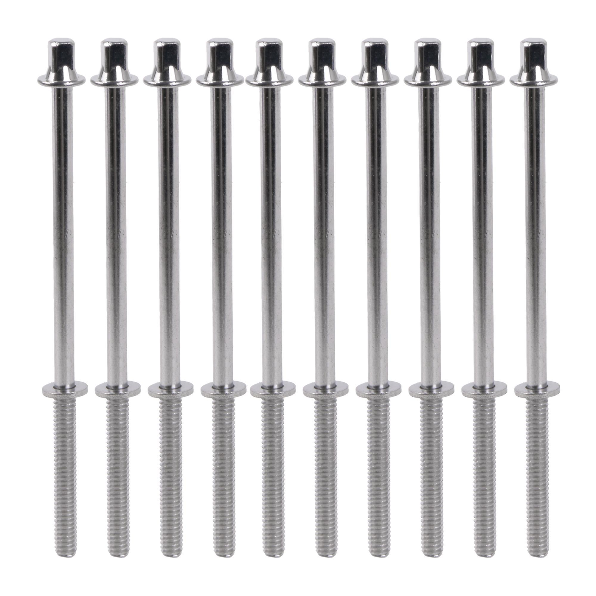 10 Pcs Drum Tight Screw Tension Rods Percussion Replacement 1/5Inch 110mm