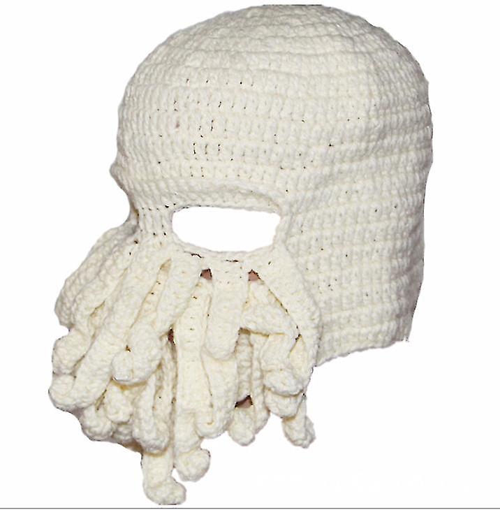 White Octopus Hat Funny Masked Handmade Crocheted Woolen Warm Hat Az9444