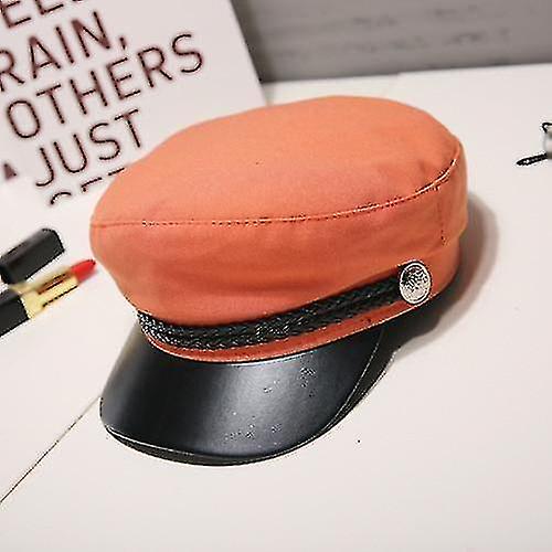 Hats Pu Leather Military Autumn Sailor Hats Orange