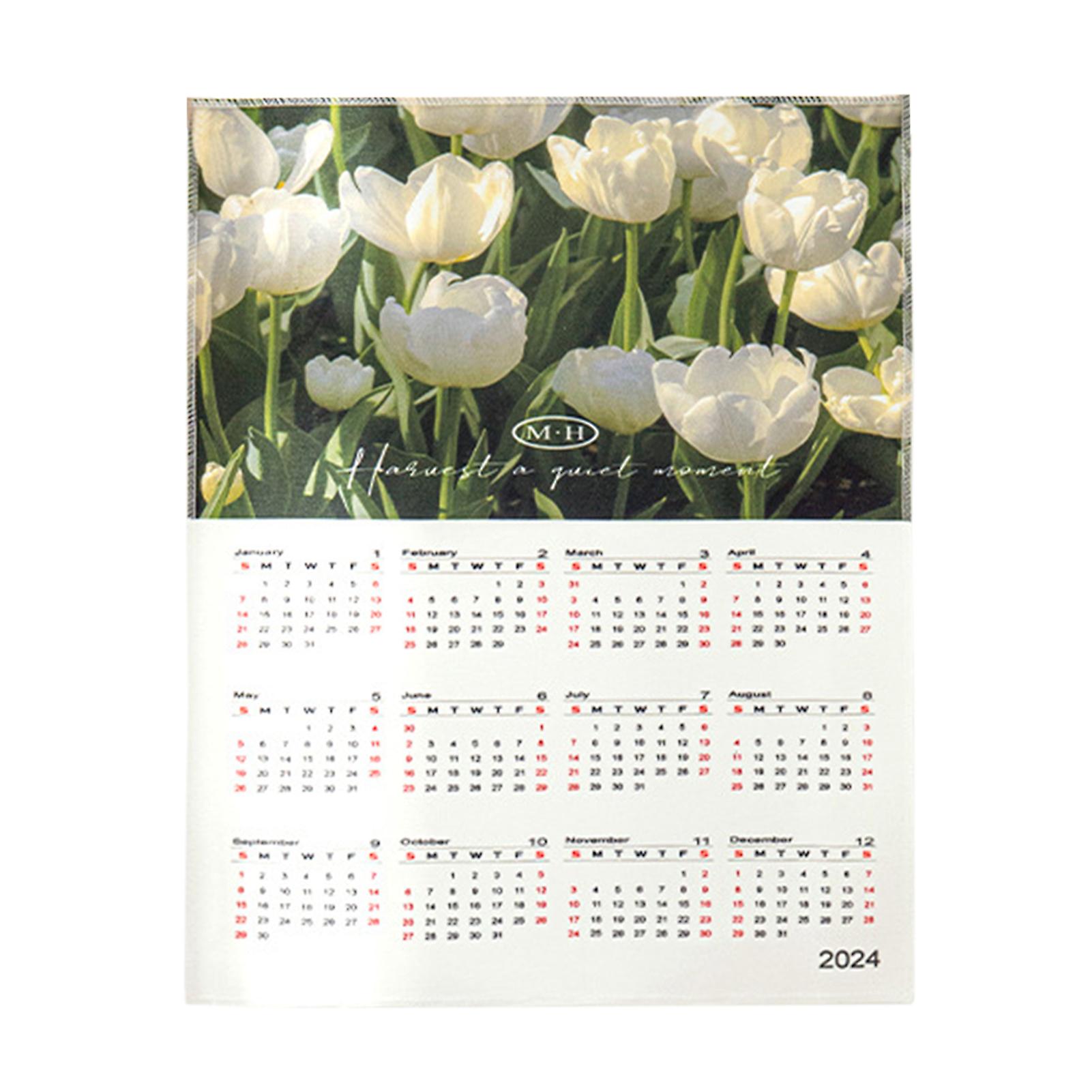 2024 Calendar Hanging Cloth Soft Rich Color Exquisite Pattern Easy Install Decorative Wall Tapestry Background Calendar