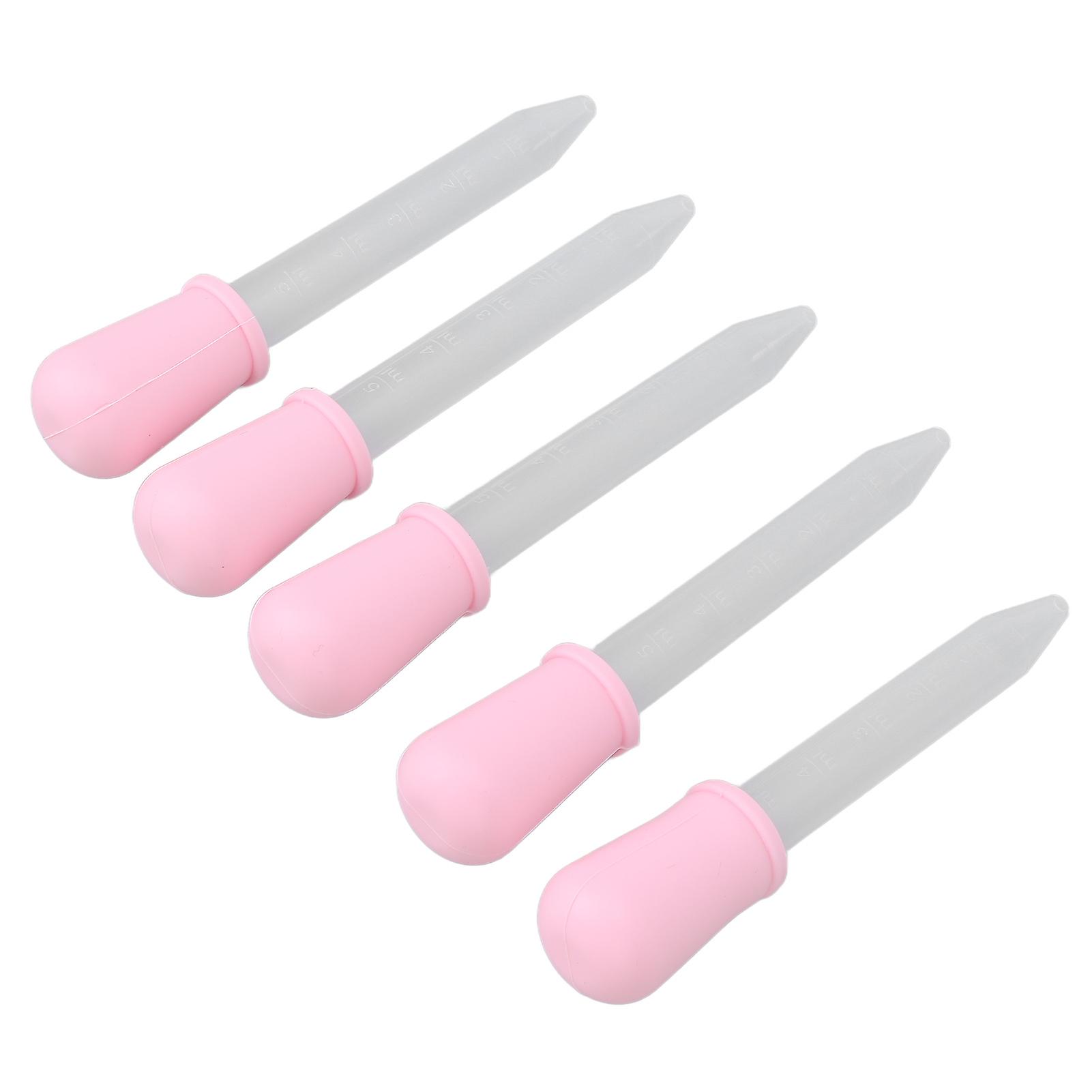 5pcs Pink Transparent Transfer Pipettes Rubber Dropper for Epoxy