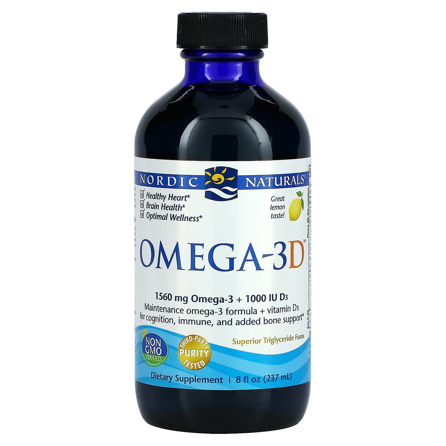 Nordic Naturals, Omega-3D, Lemon, 8 fl oz (237 ml)