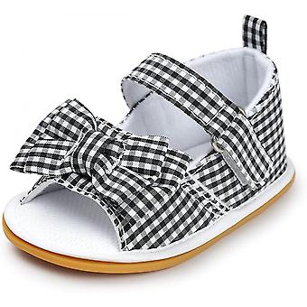 Veeki Baby Toddler Infant Girls PU Leather Soft Closed Toe Summer Sandals Flower Princess Flat Shoes----Grid12cm