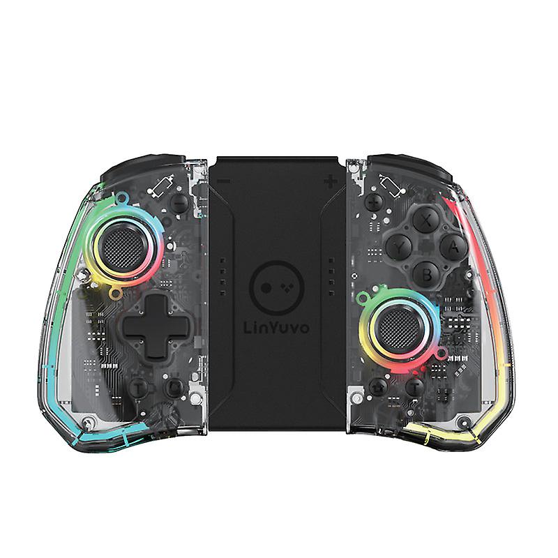 Linyuvo Ks40透明スタイルのワイヤレスジョイパッド、8色LEDスイッチ/ ns OLED、ライト用ターボ機能コントローラージョイスティック