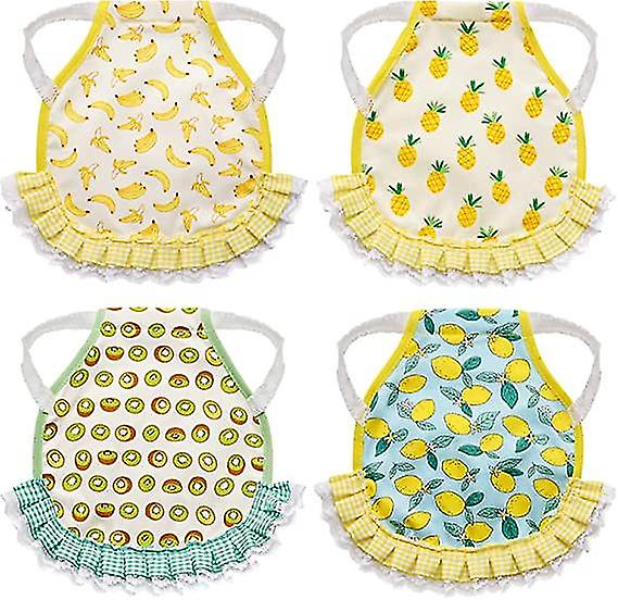 4 Pack Chicken Saddles Hens Apron Fruit Pattern Wing Back Protector With Elasticity Strap