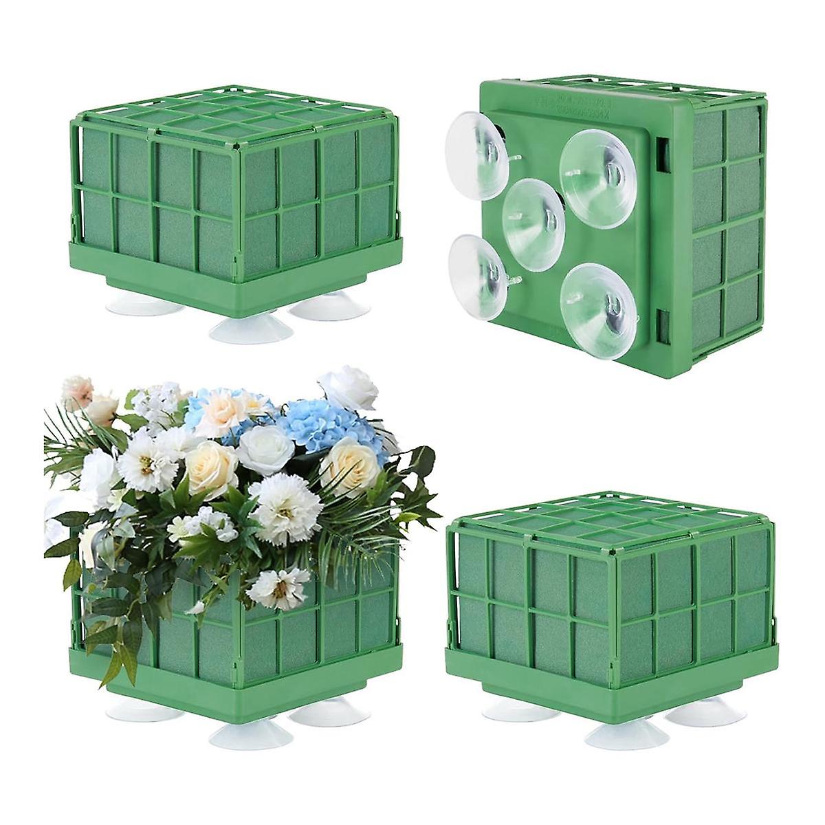 Floral Foam Cage with Square Flower Foam Blocks Holder, Floral Foam Blocks for Arrangements 4Pcs