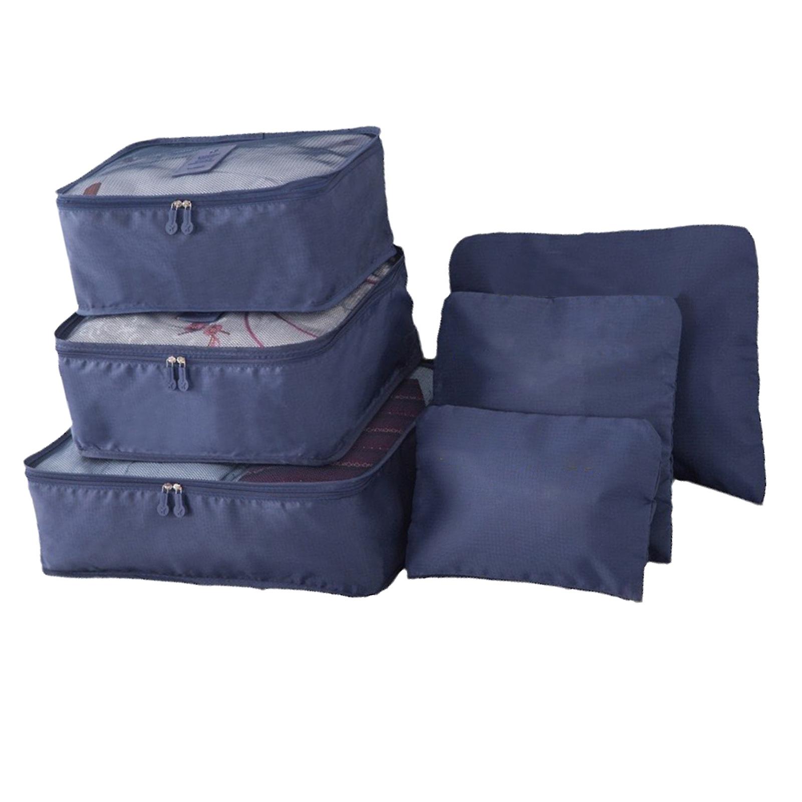 6pcs Waterproof Luggage Organizer Set Navy Blue, Various Sizes