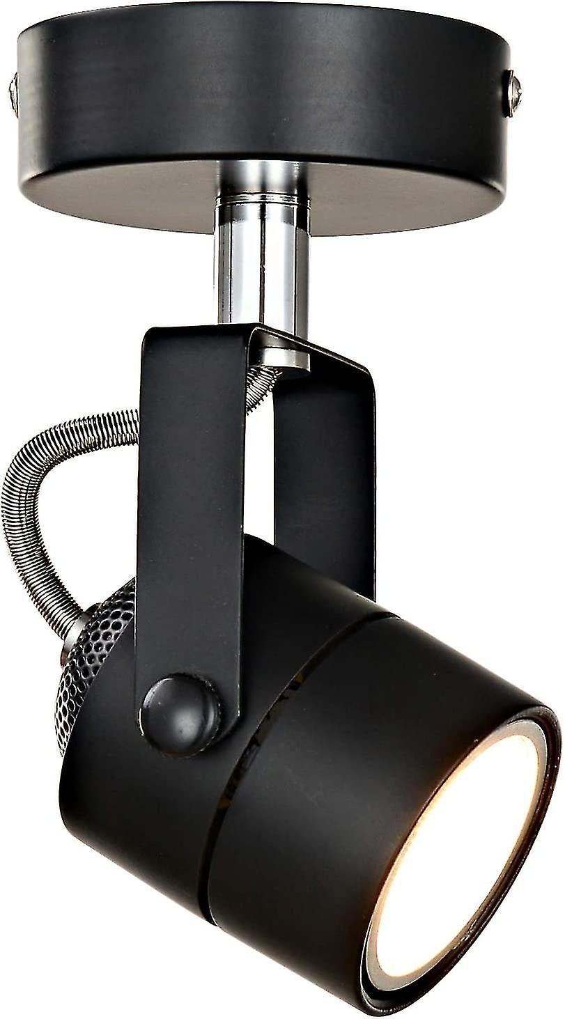 LED Ceiling/Wall Spotlight. Retro Single Spotlight with Adjustable Angle. Black