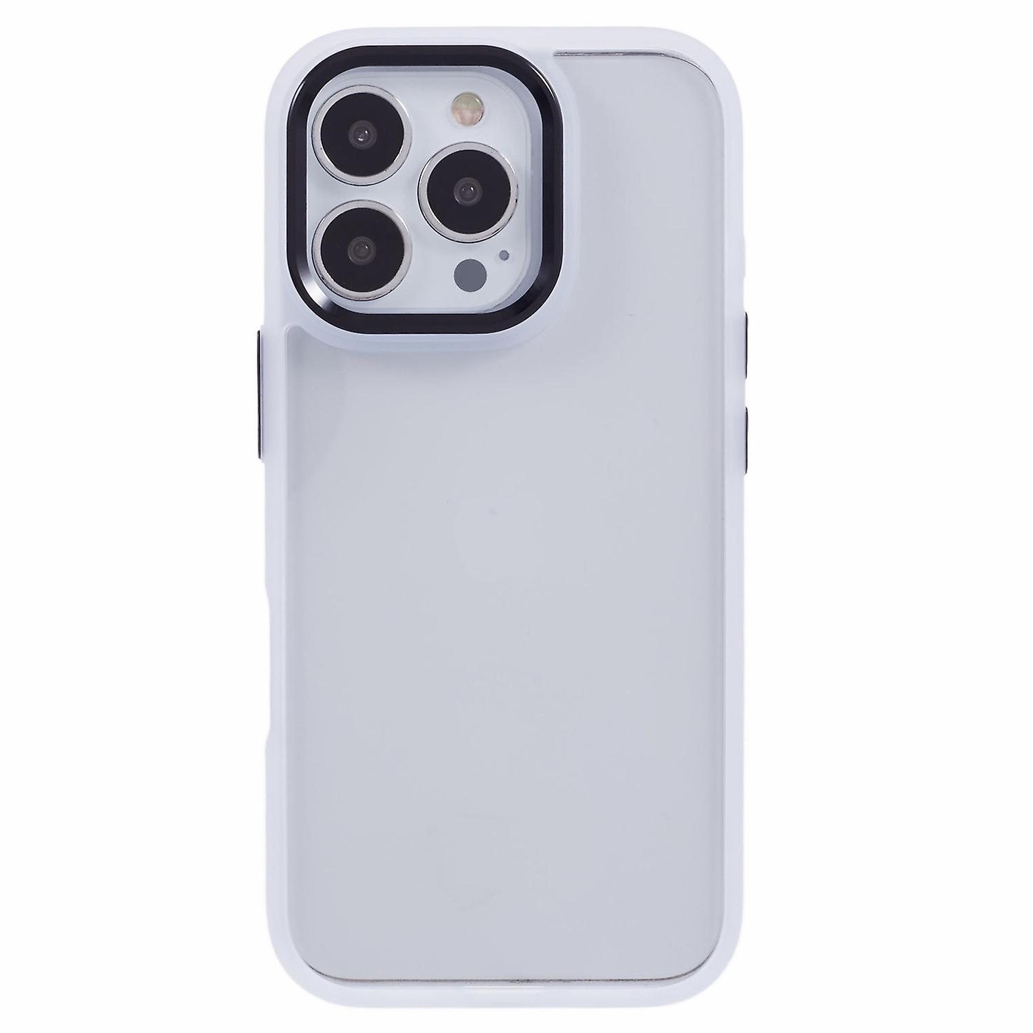 For iPhone 16 Pro Max Cell Phone Case Drop-proof Clear Back PC+TPU Cover - White