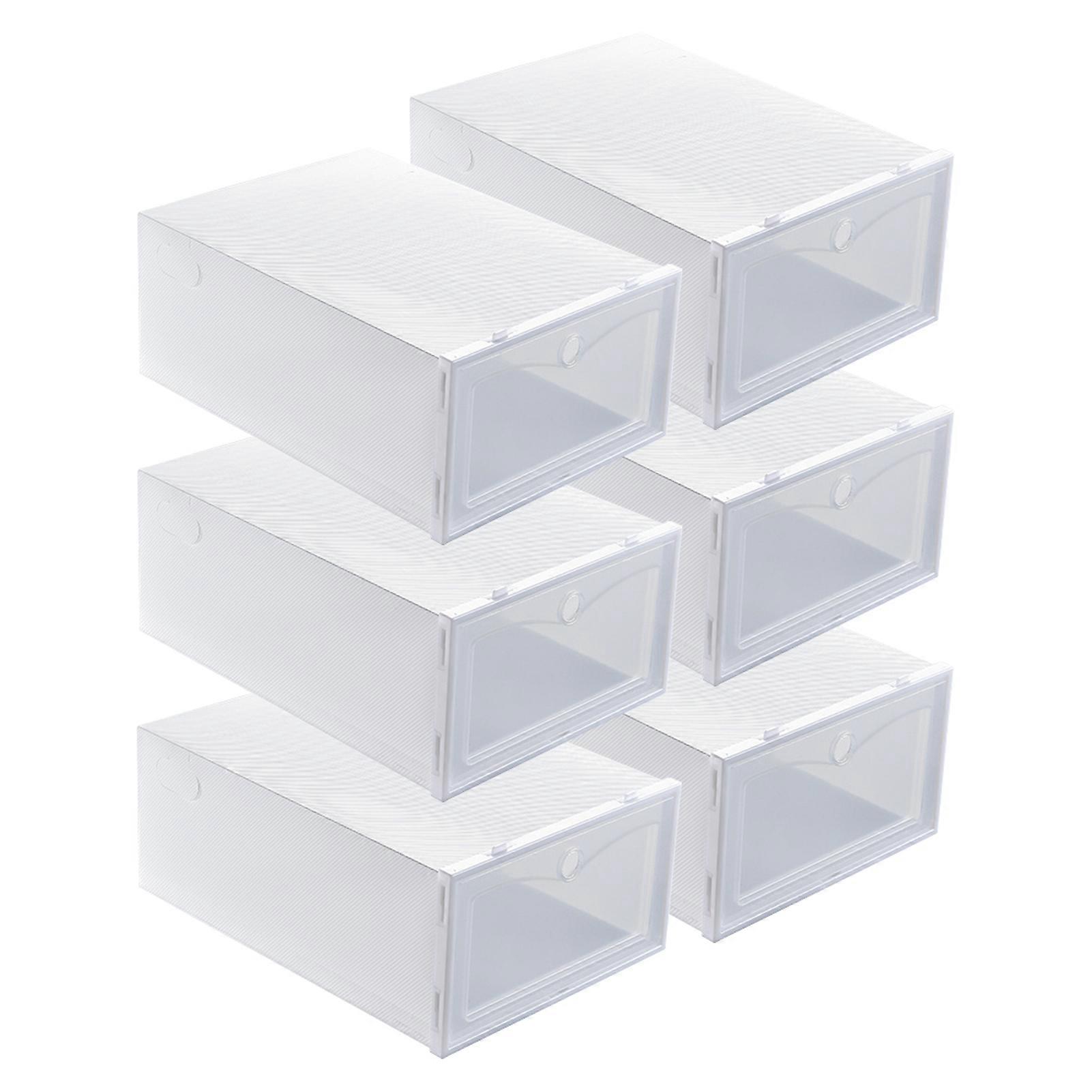 6pcs Shoe Storage Box Large White Thickened Transparent Clamshell Shoe Organizer Case For Home