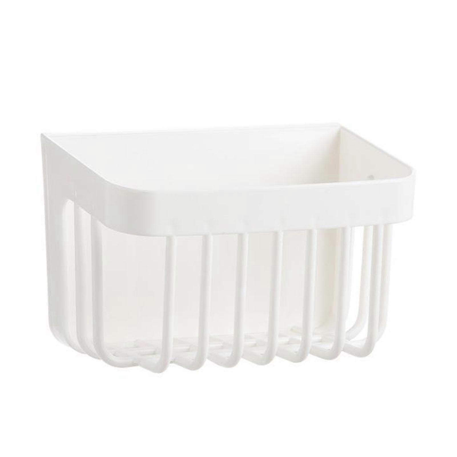 Facial Towel Holder Plastic Multifunctional Wall Mount Storage Basket For Bathroom Kitchen White