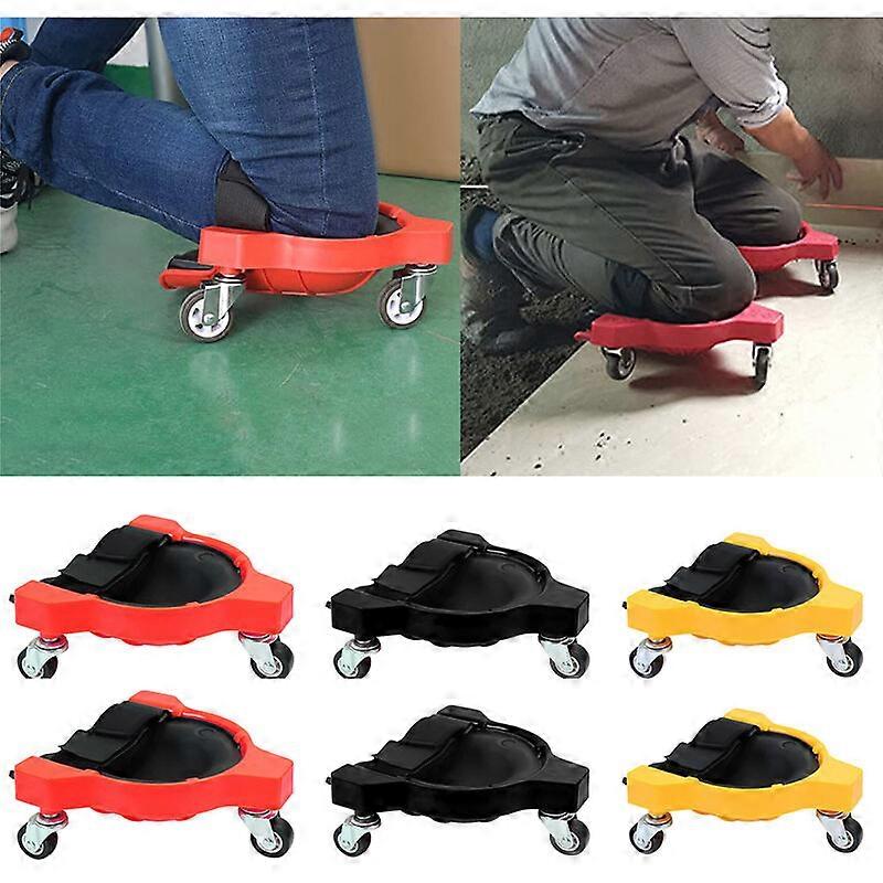 Heavy-duty kneepads with 3 castors and comfortable gel pads, 360-degree rotation without floor sensitivity, ideal for all floor work 1pcs black