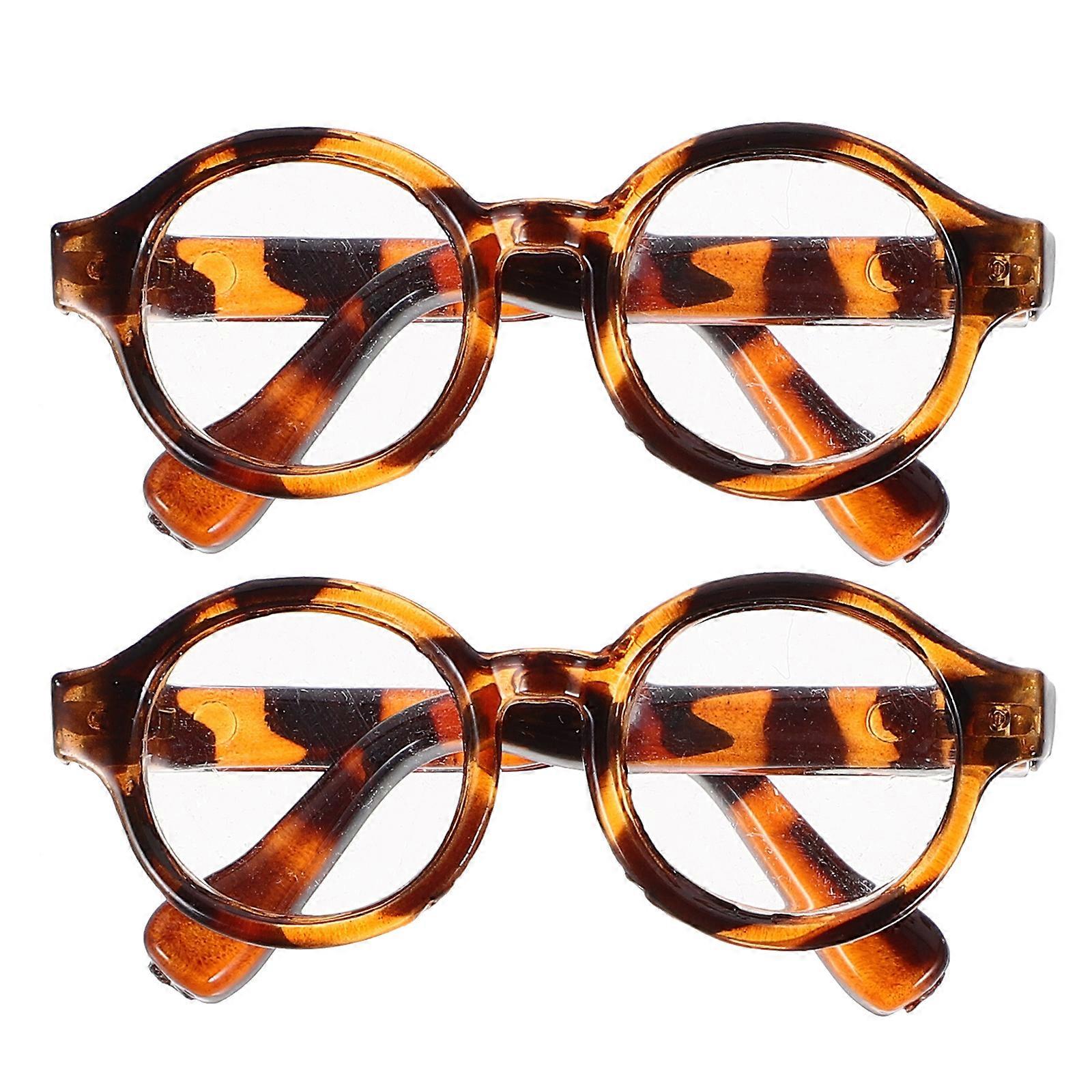 2 Pairs of Doll Eyewear Dress Up Accessory Eye-catching Doll Glasses Eyeglasses for Doll Dress Up