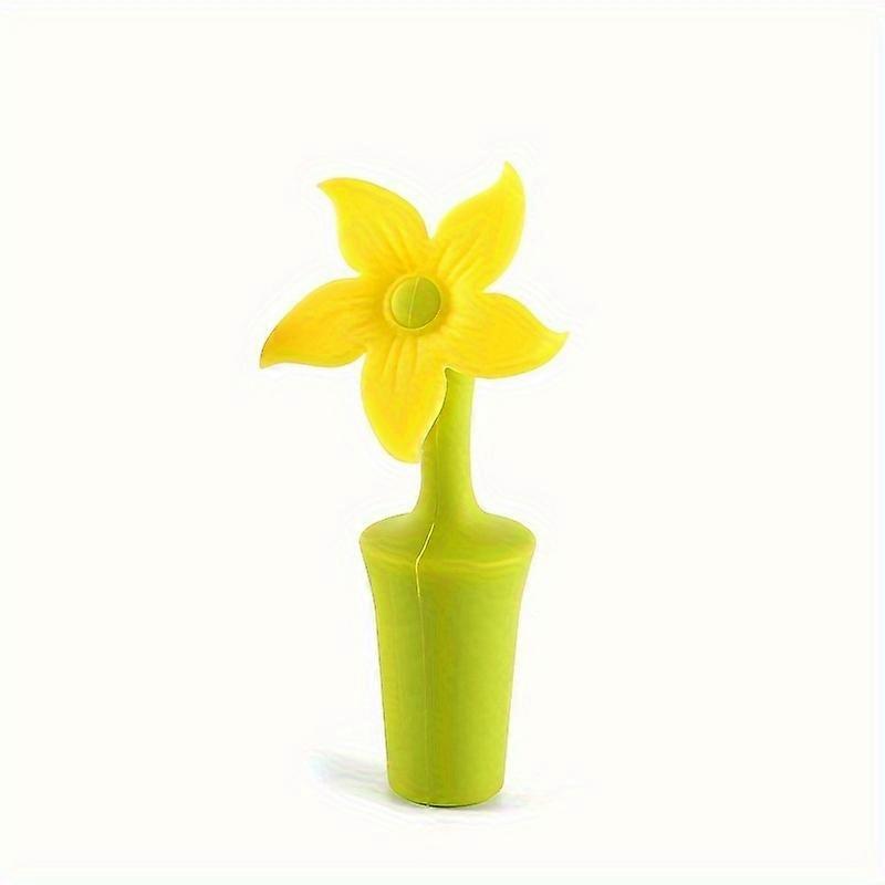 2-Piece Silicone Wine Bottle Stoppers - Creative Flower & Grass Design, Reusable Beverage Savers For Home Bar Accessories