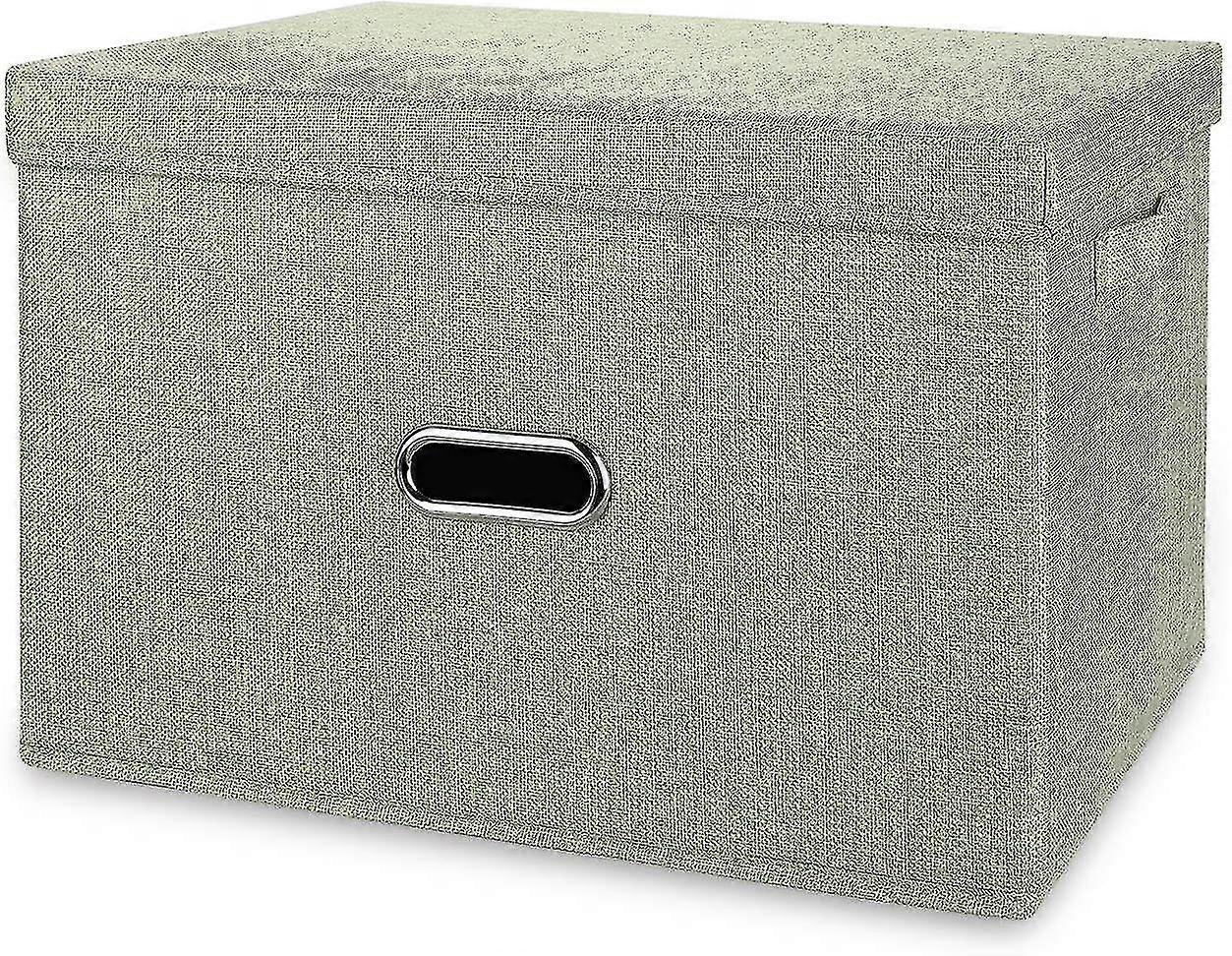 GYFDYM Linen Fabric Collapsible Storage Bins With Removable Lids And Handles, Washable Storage Box Containers Baskets Cube With Cover(green, Medium)