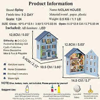 DIY-miniatuurpoppenhuis kit 1:24 Realistisch mini 3D houten mini