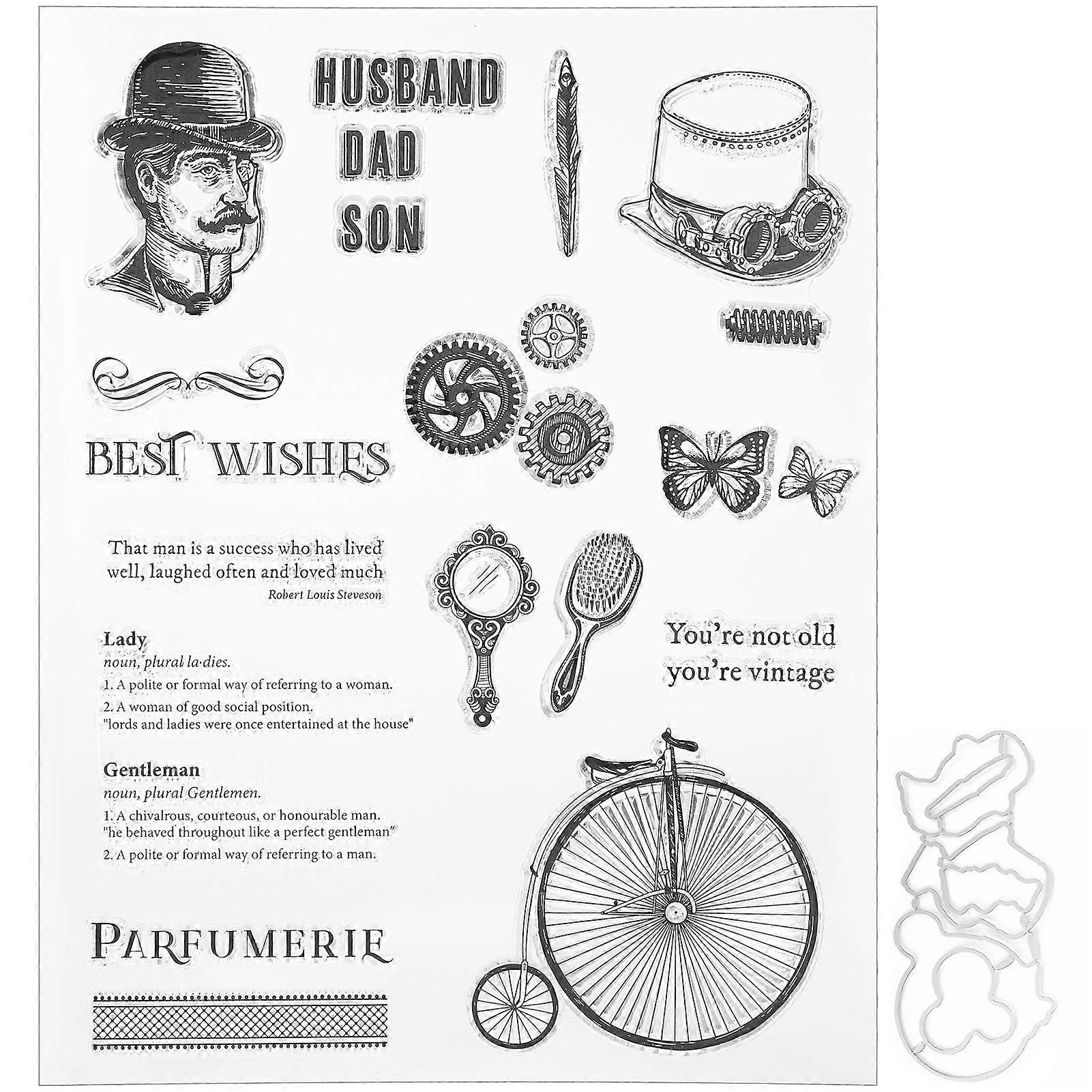 Transparent Stamp Rubber TPR Rectangle DIY Journal Vintage Pattern Craft Art Accessories