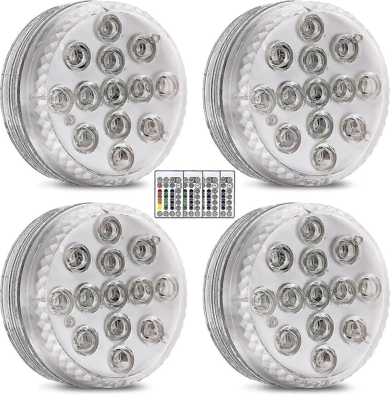 4 Pack Submersible Led Lights With Remote Control Rgb Multicolor Led Pond Lighting Set  Hy