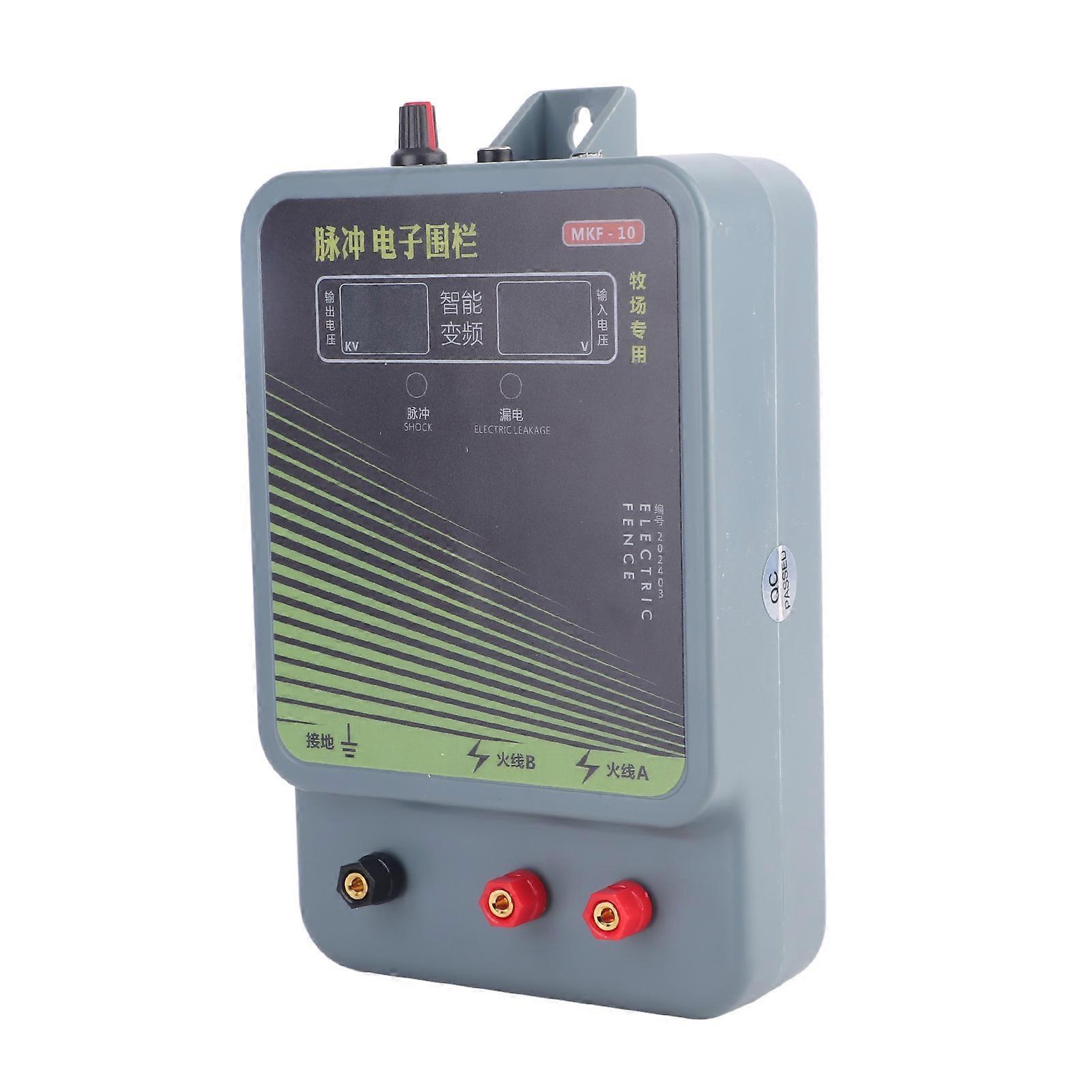10km Electric Fence Charger Intelligent Voltage Regulation High Voltage Pulse Electric Fence Alarm Controller 100‑240V EU Plug 