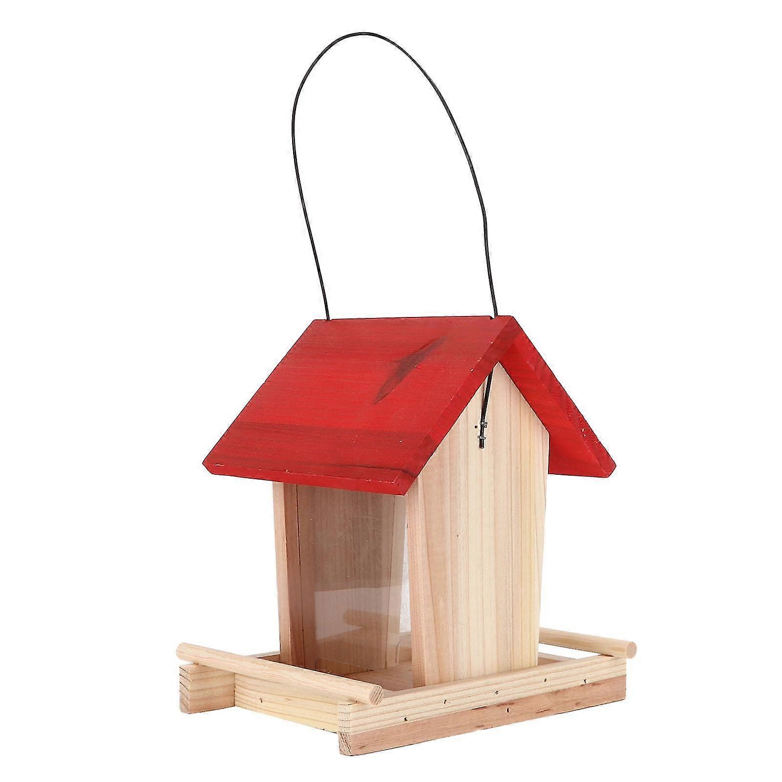 Meilleurs prix pour unbrand Mangeoire à oiseaux en bois rouge suspendue en plein air pour la décoration de cour de jardin