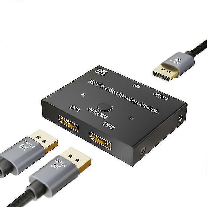 Dp Switcher Displayport 1.4 Version Un-à-deux Splitter 2-in 1-out 8k Commutateur bidirectionnel interconversion