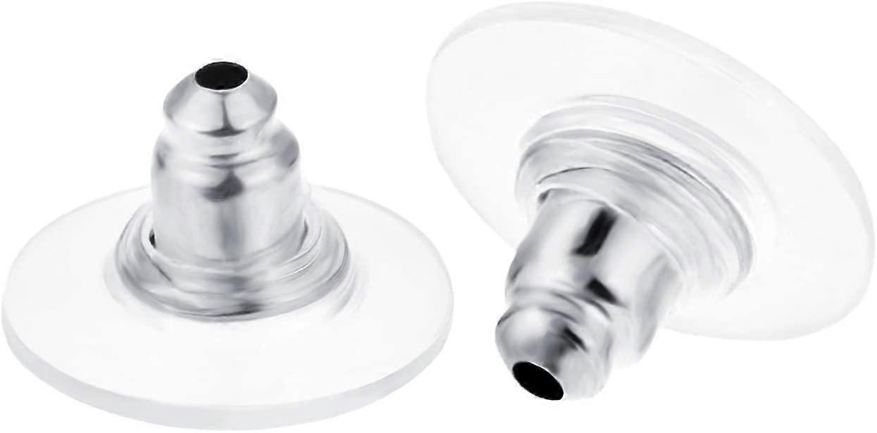 200 Pieces Earring Backs for Studs with Pad Rubber Earring Stoppers Pierced Safety Backs (Silver)
