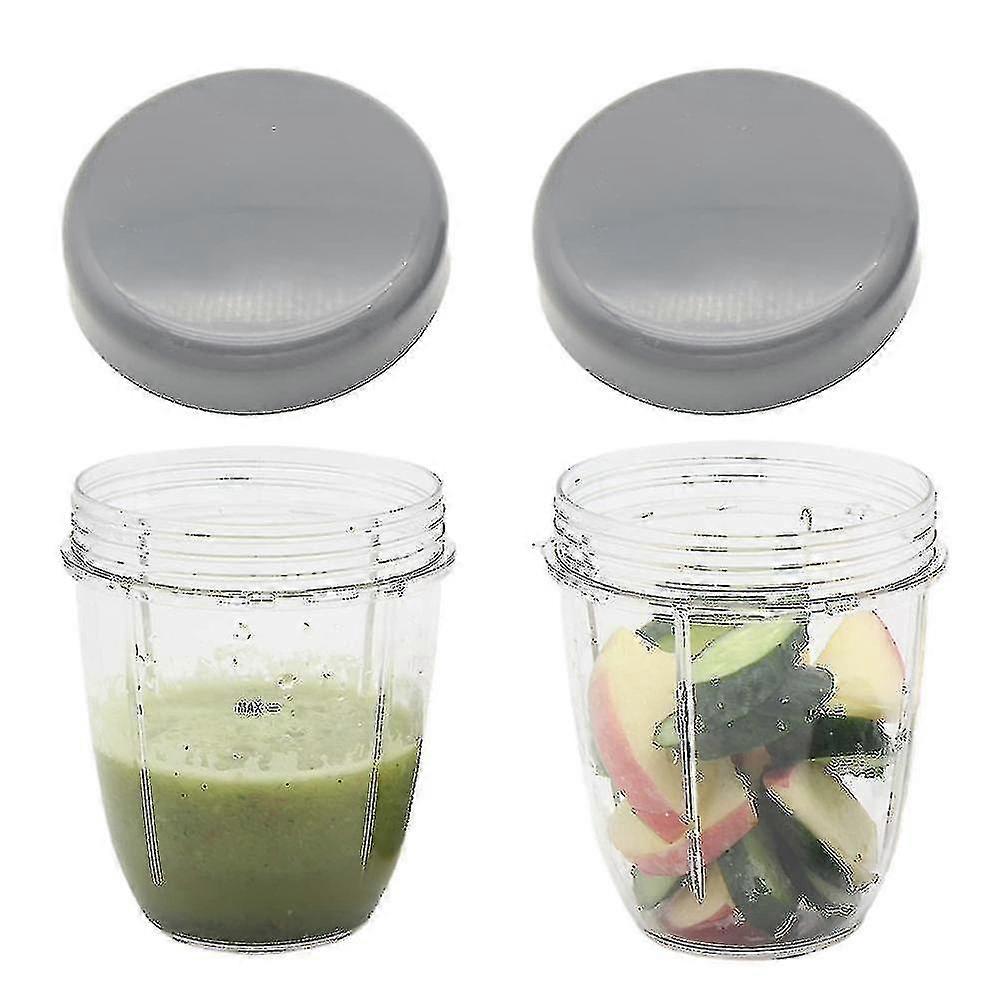 Blender Cups And Flat Lids Replacement Parts For Nutribullet, 2 Pcs