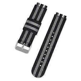 Bracelet en nylon de 19 mm avec boucle ardillon argentée, noire et grise pour votre montre Swatch