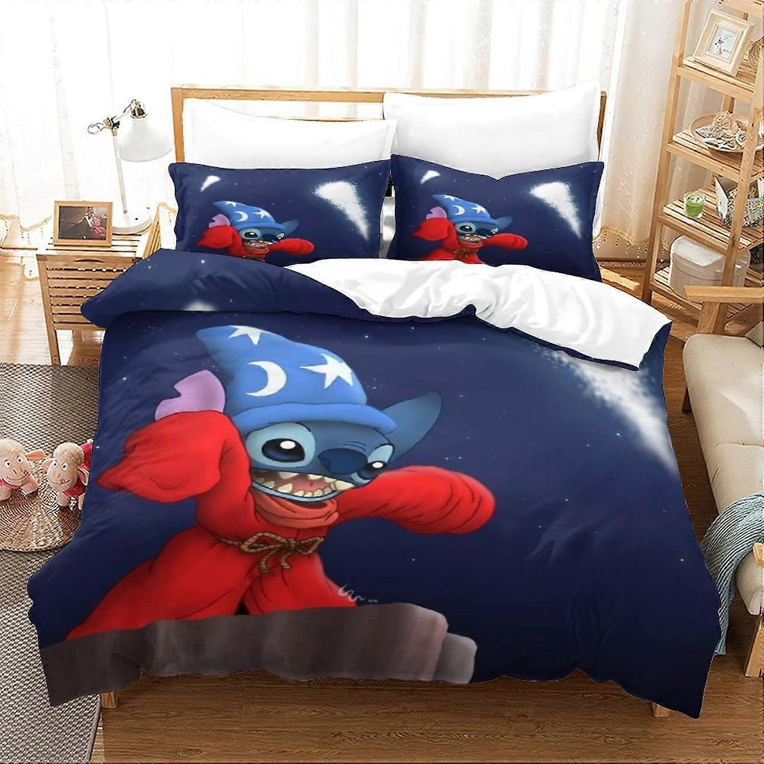 Stitch Duvet Cover D Lilo & Stitch Design Soft Microfiber Cover Breathable Duvet Cover Girls Boys Bedding Set Pieces with Zipper 135*200 CM