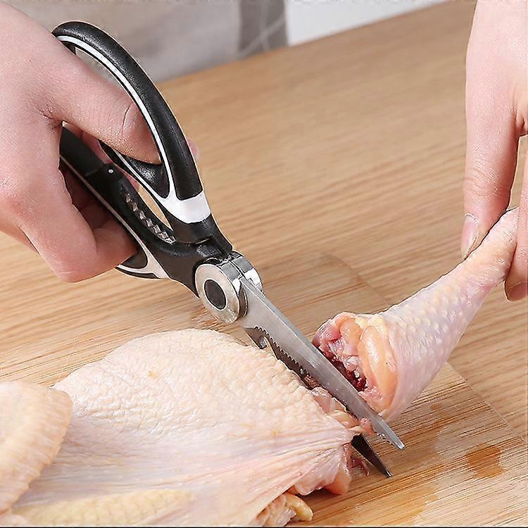Stainless Steel Heavy Sharp Multifunction Kitchen Shears with Walnut Clip for Effort Saving