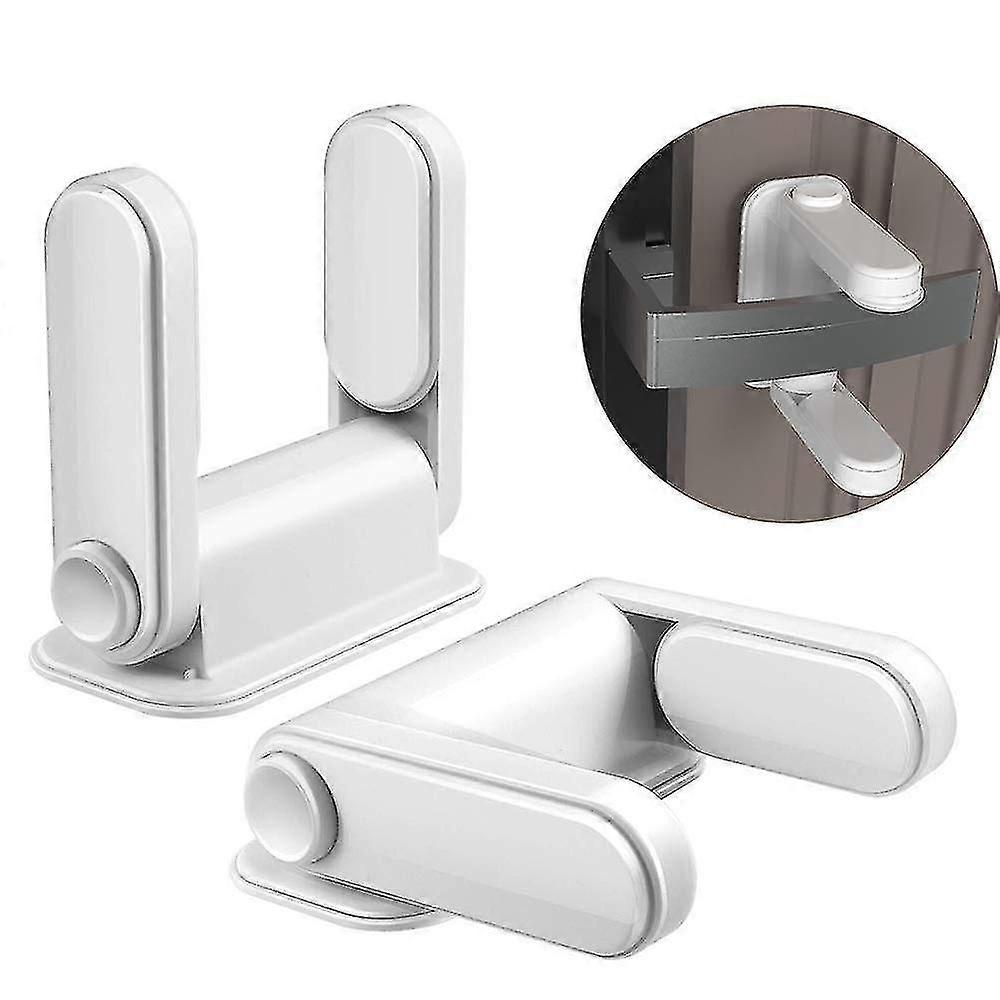 2 Pcs Rotatable Baby Window Lock, Anti-opening Protection Lock, White