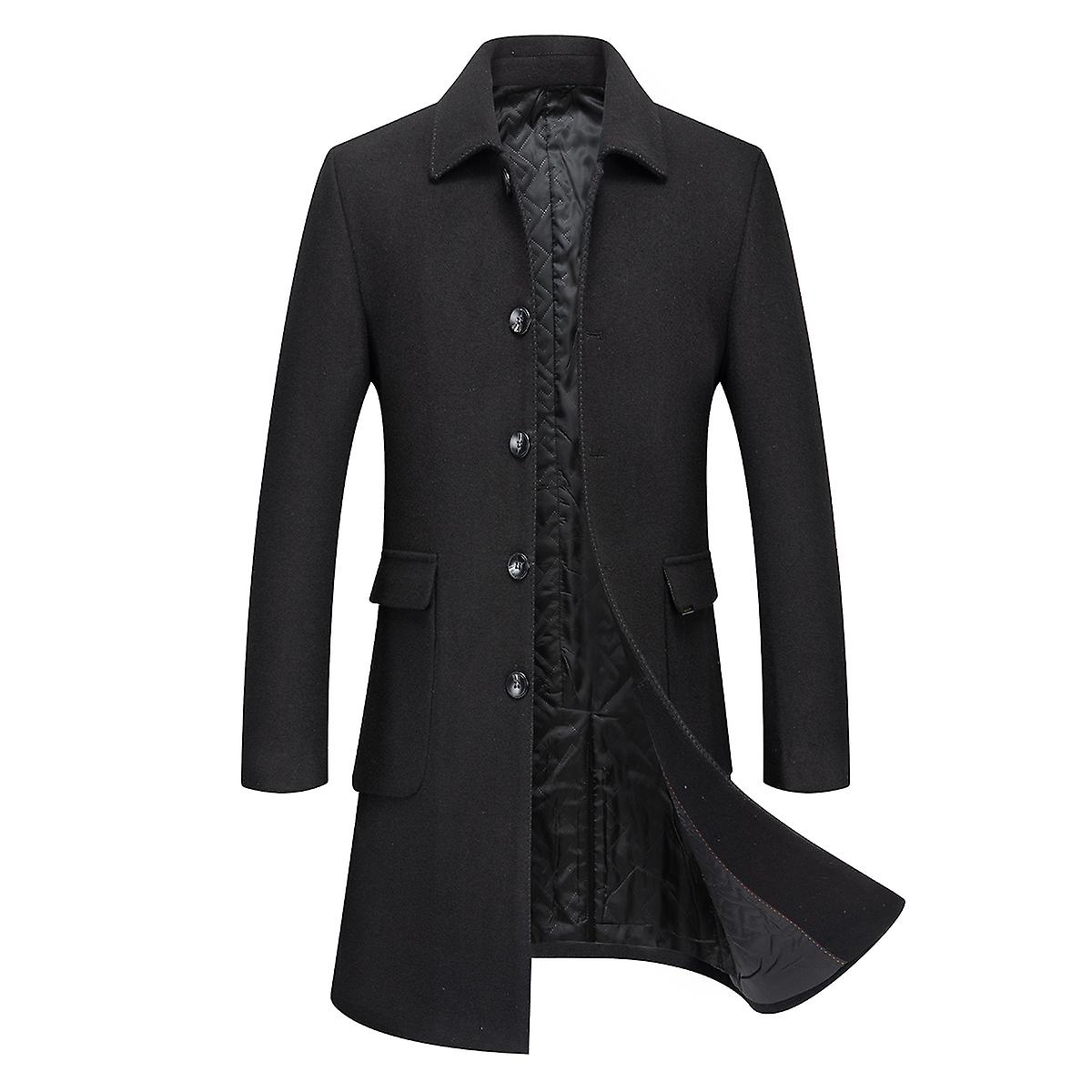 Cloudstyle Men's Long Solid Color Casual Overcoat