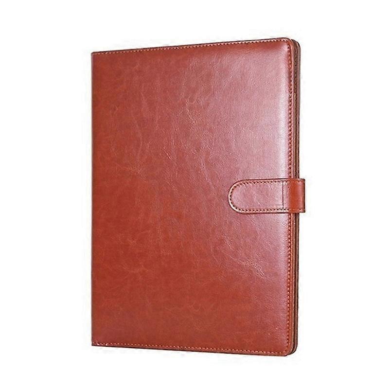 A4 Leather Folder Multifunctional Business Contract Folder with Notes Business Stationery Folder Brown