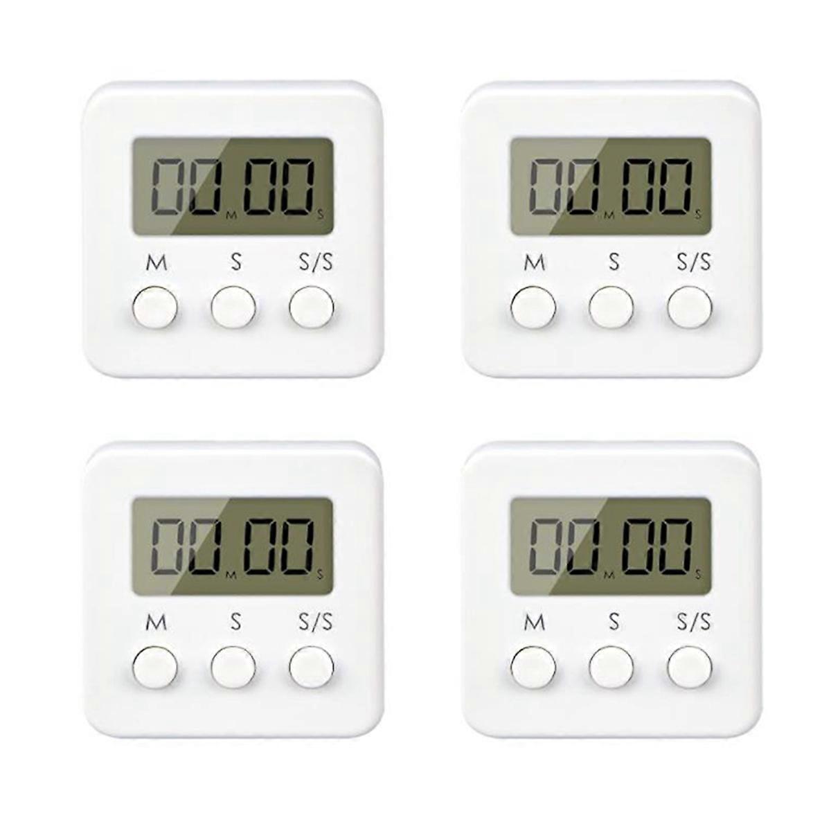 4 Pieces Digital Kitchen Timer,Short-Term Timer,Mini Kitchen Clock with Alarm for Kitchens,Offices