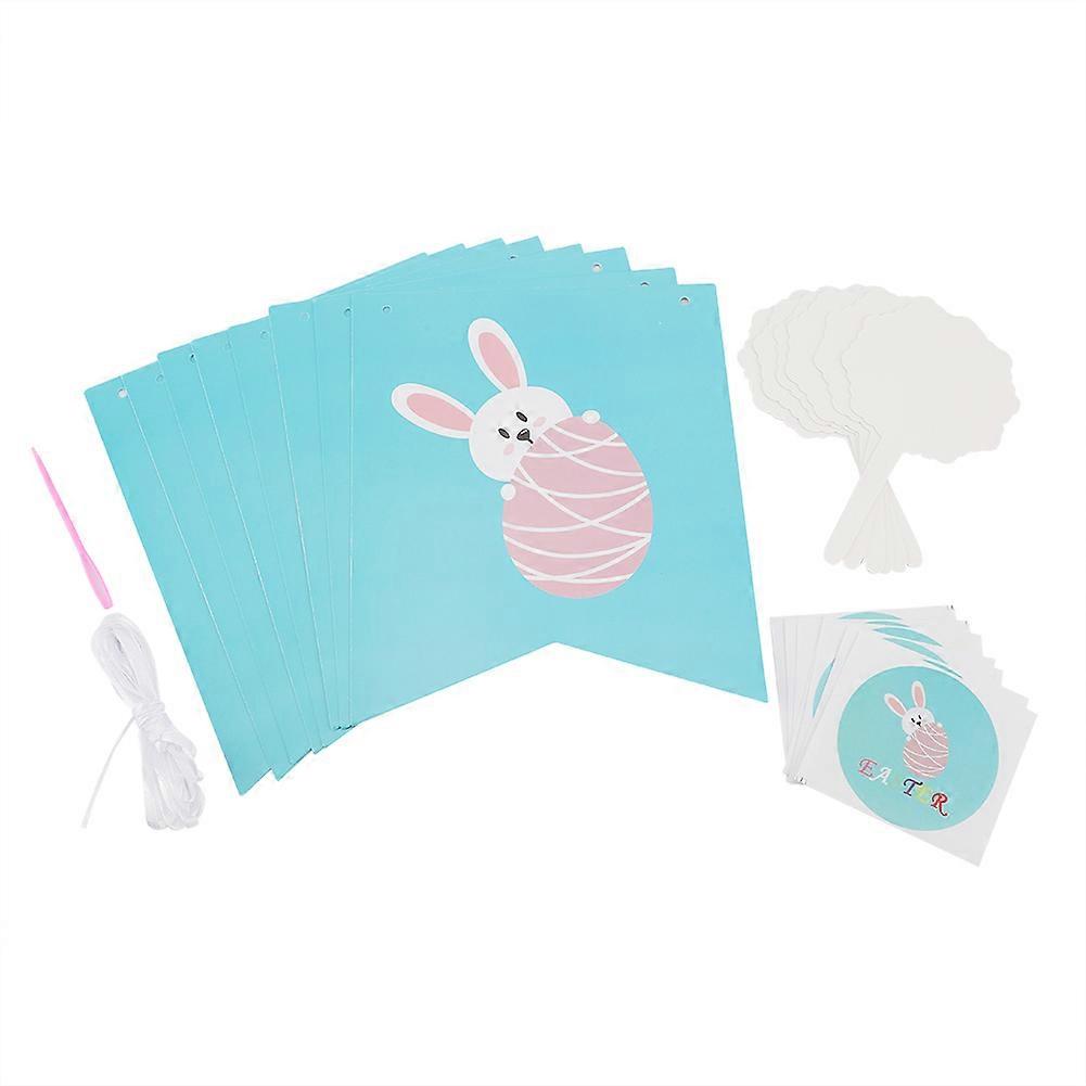 19pcs不織布イースター漫画バニーホリデーフラッグバナーお祝いパーティーテーブルプルフラワー
