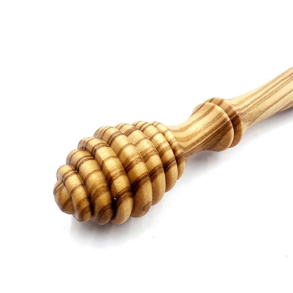 Olive Wood Honey Dispenser 2Pcs- Wooden Honey Dipper Set for Controlled Drizzling - Eco-Friendly Ho