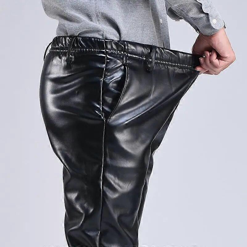 Vår Höst Män Läderbyxor Smart Casual Man PU Fusk Läder Byxor Plus Storlek Oversize