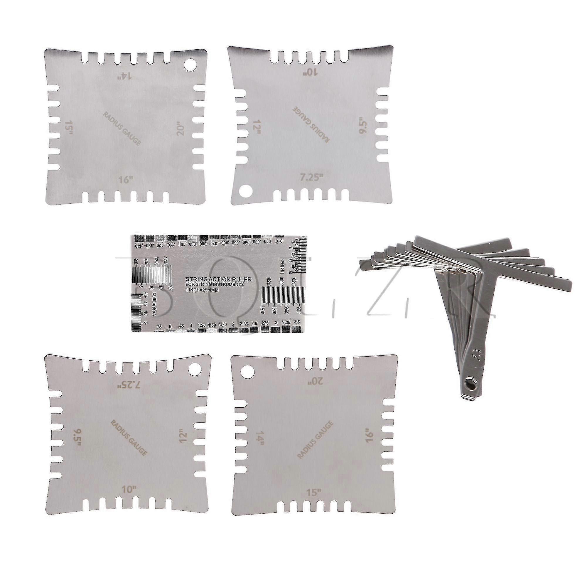 14x Understring Radius Gauge und String Action Lineal Messwerkzeuge