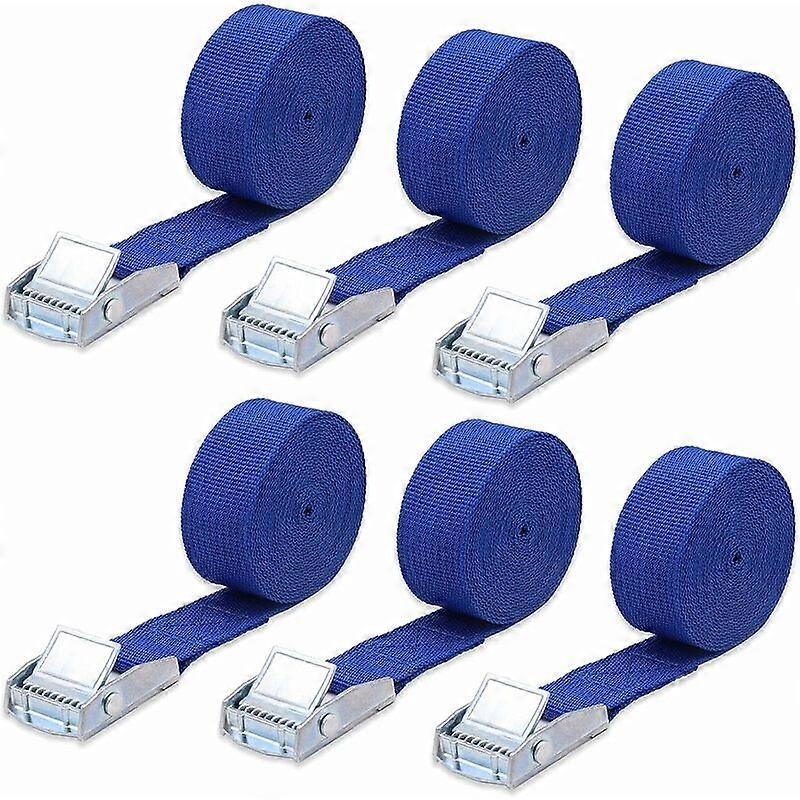 Lashing straps, set of 6, 2.5 cm x 2 m, with tightening loop fastening strap, lashing strap for motorcycle bike carriers, extremely robust lashing str