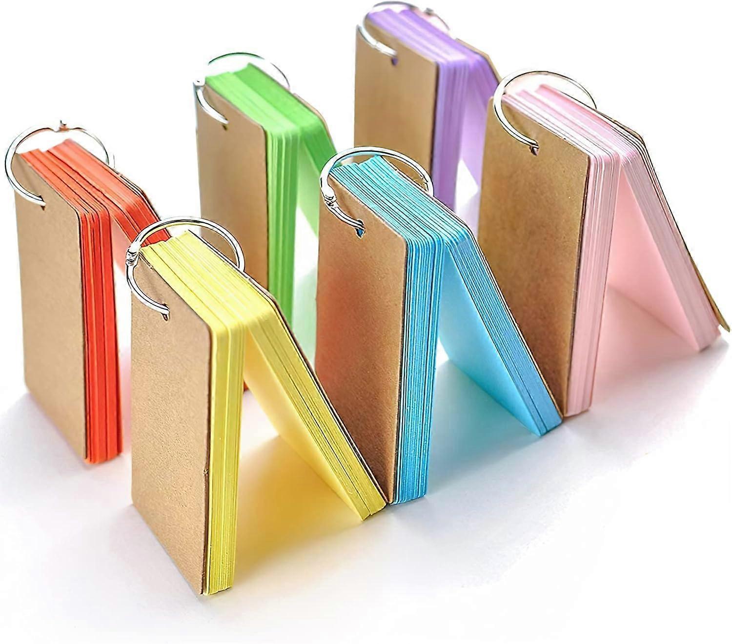 Flash Cards, 6 Pack 300 Revision Cards Index Cards Mini Notepads Blank Flashcards Study Cards on Ring