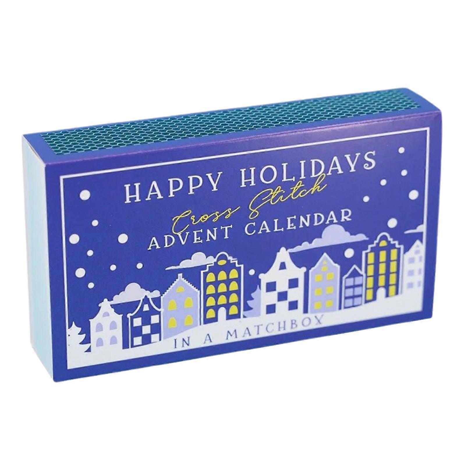 Christmas Advent Calendar Cross Stitch Kit DIY Cross Stitch Patterns with Threads Needles Hoop Xmas Countdown Calendar Embroidery Set for Beginners Cr