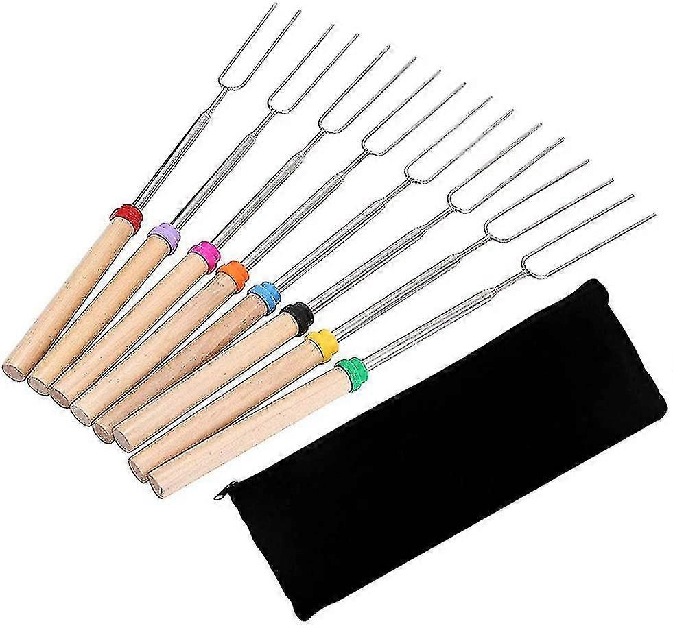 Long Barbecue Skewers, 8 Pieces Extendable Roasting Sticks, For Marshmallow Roasting Sticks(12-32 Inches)