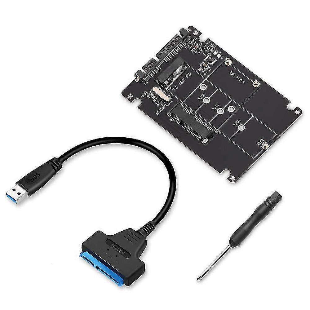 M.2 Ngff Or Msata To Sata 3.0 Adapter Usb 3.0 To 2.5 Sata 2 In 1 Converter Reader Card With Cable F