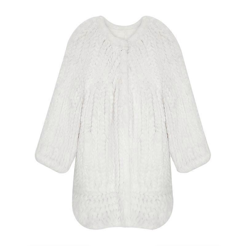 Women's Genuine Rabbit Fur Coat Knitted Fur Handmade